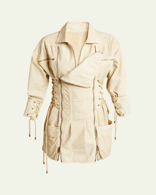 Izarra Corset-Like Lace Up Mini Dress